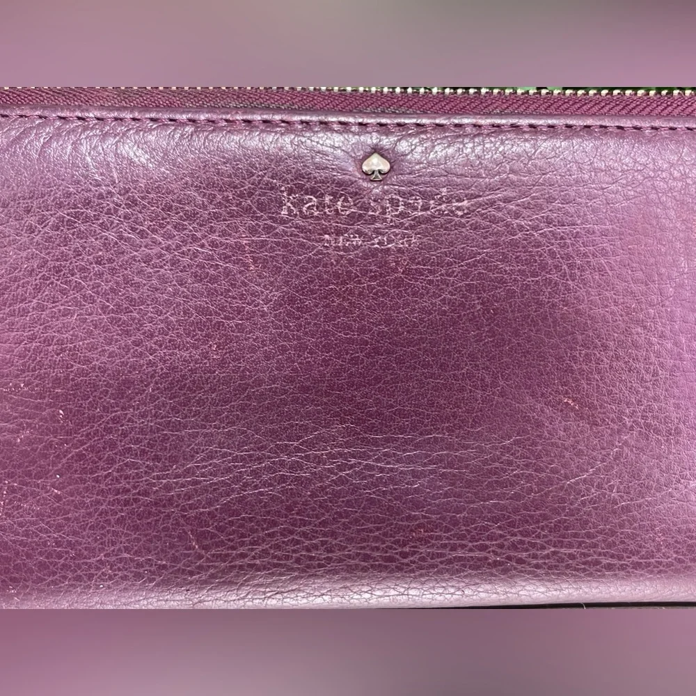 Kate Spade Cobble Hill Lacey Pink Purple Leather Ziparound Wallet